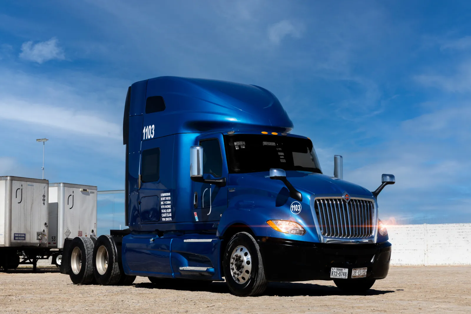 RJ Transportation blue truck detail